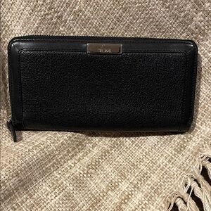 Tumi Black Leather Zip Wallet